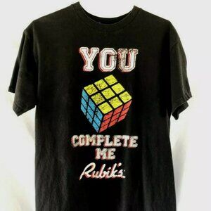 Rubik's Cube t shirt Men Black Official You Complete Me Tee Size M Cotton Funny